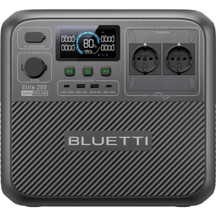 BLUETTI Elite 200 V2 2073Wh — зарядна станція 2600W (пік 3900W) LiFePO4 з чистою синусоїдою, EU 220V