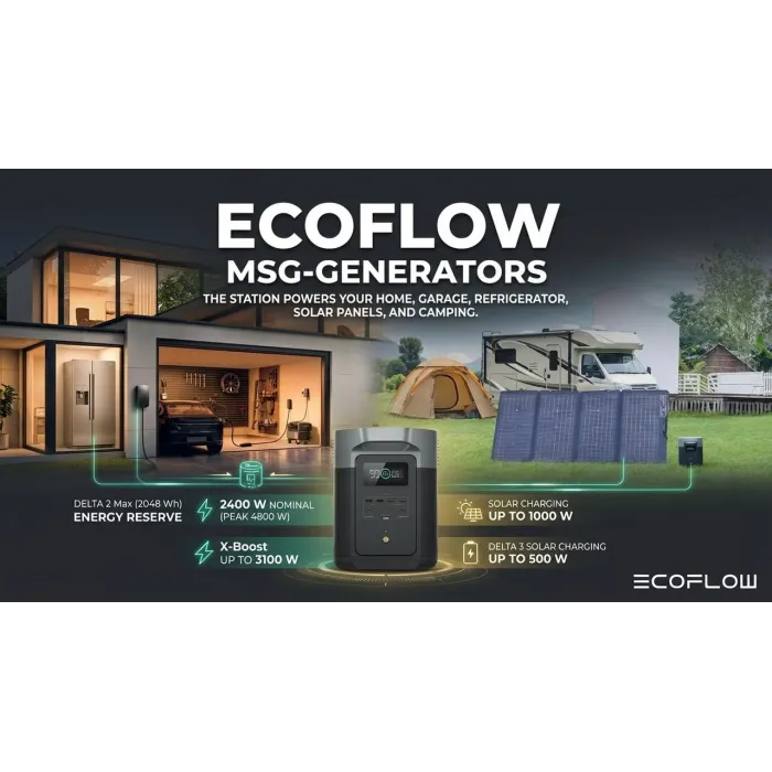 EcoFlow DELTA 2 Max 2048Wh 2400W — портативна зарядна станція LiFePO4, X-Stream 80 хв