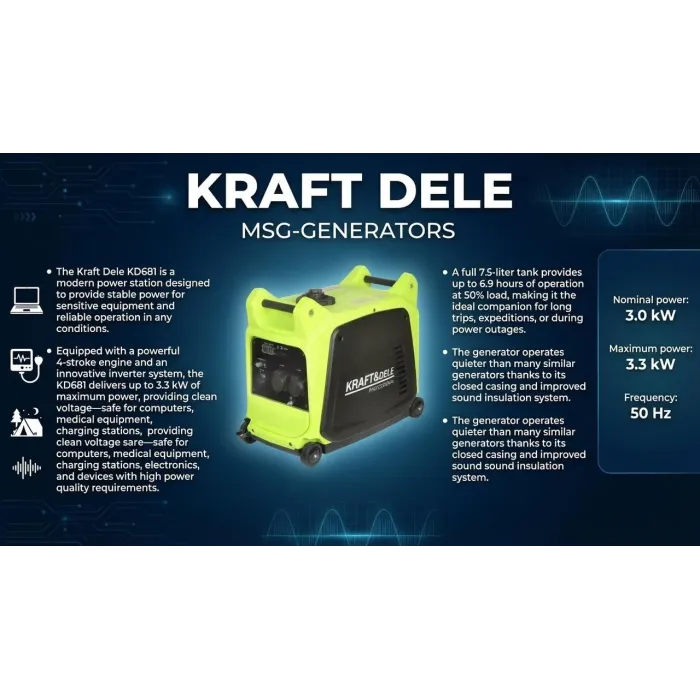 Інверторний бензиновий генератор Kraft Dele KD681 3,3 кВт 230В