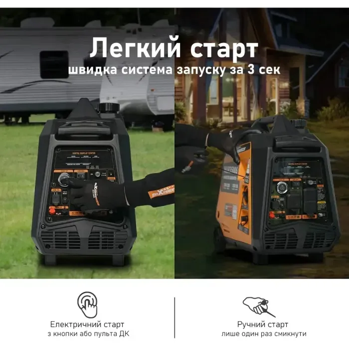 Інверторний газо-бензиновий генератор MaXpeedingRods MXR3500s 3.5 кВт із чистою синусоїдою, електростартом і пультом (62 дБ)