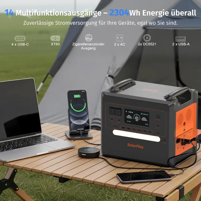 Портативна зарядна станція SolarPlay 2304Wh LiFePO4 2500W (пік 5000W) — powerstation для дому, ДБЖ/UPS 10 мс