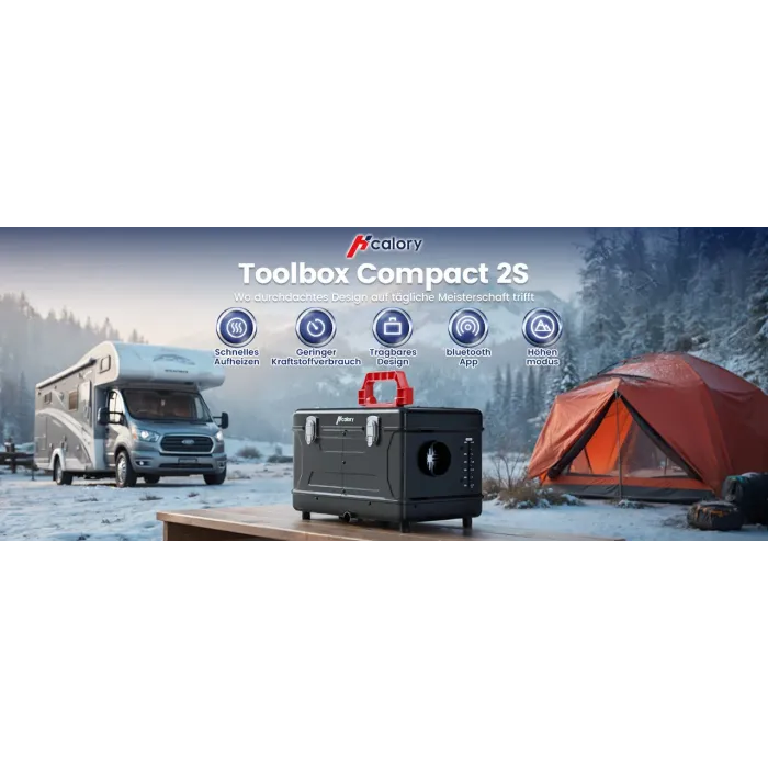 Дизельний економний нагрівач HCALORY Toolbox Compact 2S 8 кВт для дому та авто (12/24V + 220–240V, App, 0.12–0.36 л/год)