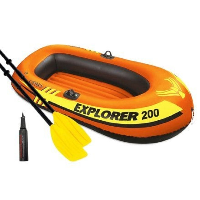 Напівторамісний надувний човен Intex 58331 (58330-1) Explorer 200 Set, 185 х 94 см, (весла, міні насос). 2-х камерний