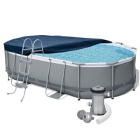 Каркасний басейн Bestway 56448, 488 х 305 х 107 см (басейн, драбина, фільтр 3 028 л/год, тент)