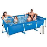 Каркасний басейн Intex 28270-4, 220 х 150 х 60 см, блакитний (басейн, підстилка, фільтр 2 006 л/год, тент)