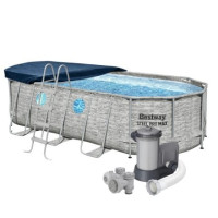 Каркасний басейн Bestway 56716, 549 х 274 х 122 см (басейн, драбина, фільтр 5 678 л/год, тент)