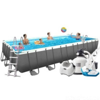 Каркасний басейн MaxPro Intex 26368-9, 732 х 366 х 132 см (басейн, підстилка, драбина, фільтр 12 000 л/год, озонатор 150мг/11 г/год, тент, скіммер, пилосос, волейбол)