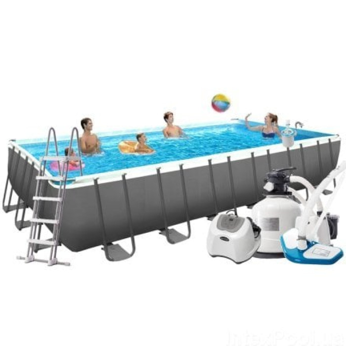 Каркасний басейн MaxPro Intex 26368-9, 732 х 366 х 132 см (басейн, підстилка, драбина, фільтр 12 000 л/год, озонатор 150мг/11 г/год, тент, скіммер, пилосос, волейбол)