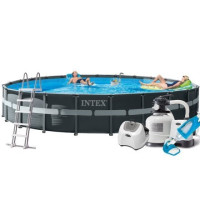 Каркасний басейн MaxPro Intex 26340-8, 732 x 132 см (басейн, підстилка, драбина, фільтр 12 000 л/год, озонатор 150 мл/год /11 г/год, тент, скіммер, пилосос)
