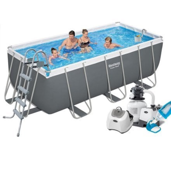 Каркасний басейн Bestway 56456-11, 412 х 201 х 122 см (7 г/год, 7 900 л/год, драбина, тент, підстилка, набір для догляду)
