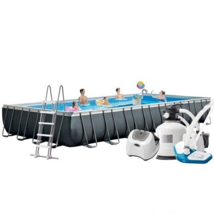 Каркасний басейн MaxPro Intex 26378-9, 975 х 488 х 132 см (басейн, підстилка, драбина, фільтр 10 500 л/год,озонатор 150мл/11г/год,  тент, сачок, пилосос, волейбол)