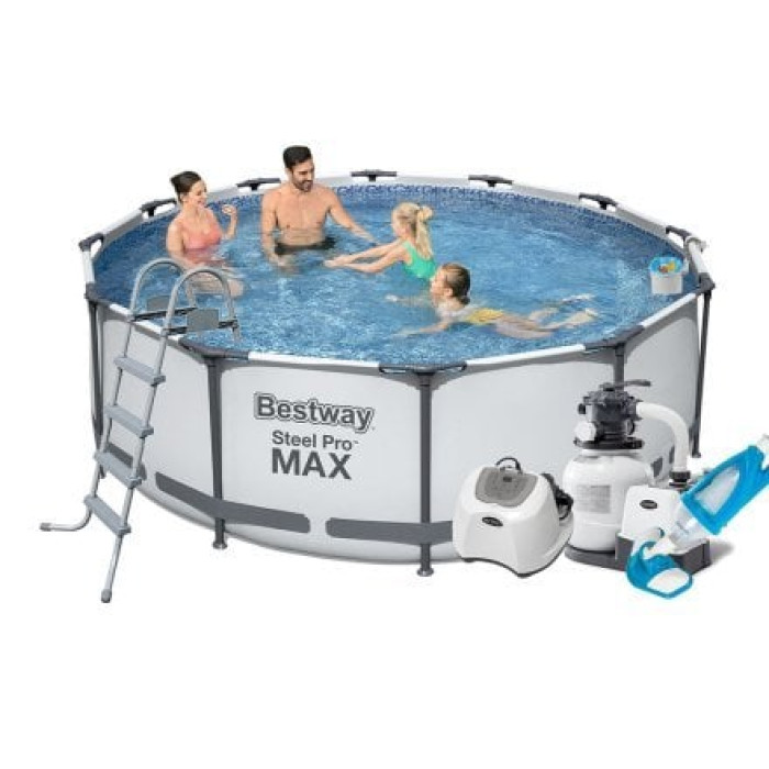 Каркасний басейн Bestway 56420-10, 366 х 122 см (каркас, чаша, 7 г/год, фільтр 7 900 л/год, драбина, тент, підстилка, набір для догляду)