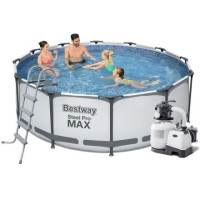Каркасний басейн Bestway 56420-6, 366 х 122 см (каркас, чаша, фільтр 7 900 л/год, драбина, тент, підстилка)