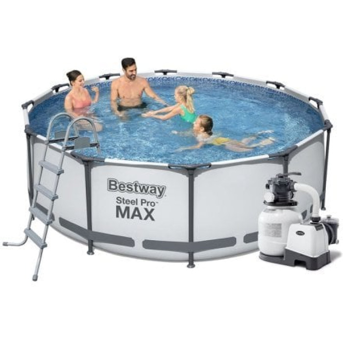 Каркасний басейн Bestway 56420-6, 366 х 122 см (каркас, чаша, фільтр 7 900 л/год, драбина, тент, підстилка)