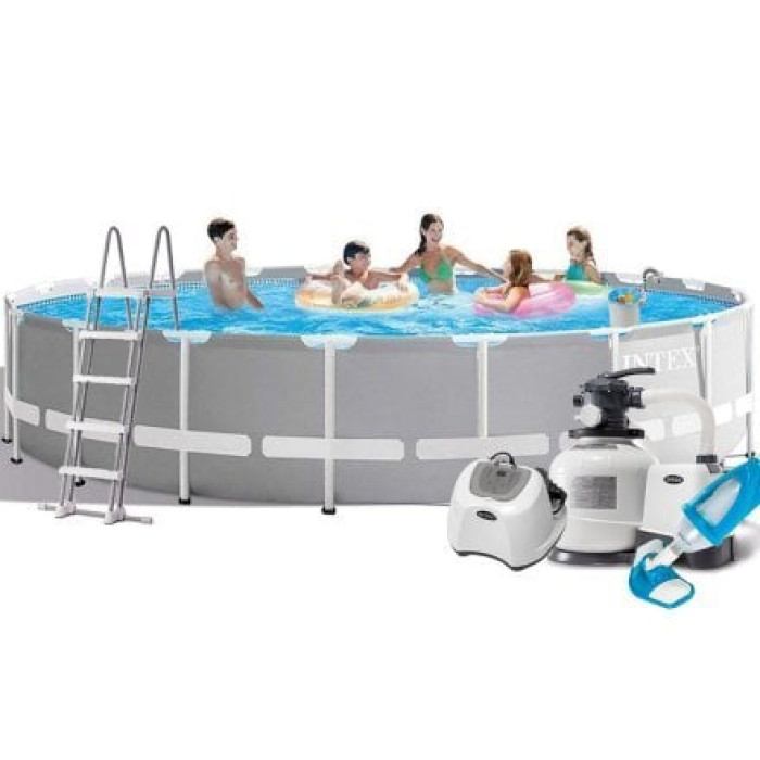 Каркасний басейн Intex 26756-16, 610 х 132 см (150 мл/11 г/год, 12 000 л/год, драбина, тент, підстилка, набір для догляду)