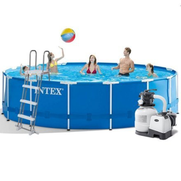 Каркасний басейн Intex 28242-5, 457 x 122 см (басейн, підстилка, драбина, фільтр 7 900 л/год, тент)