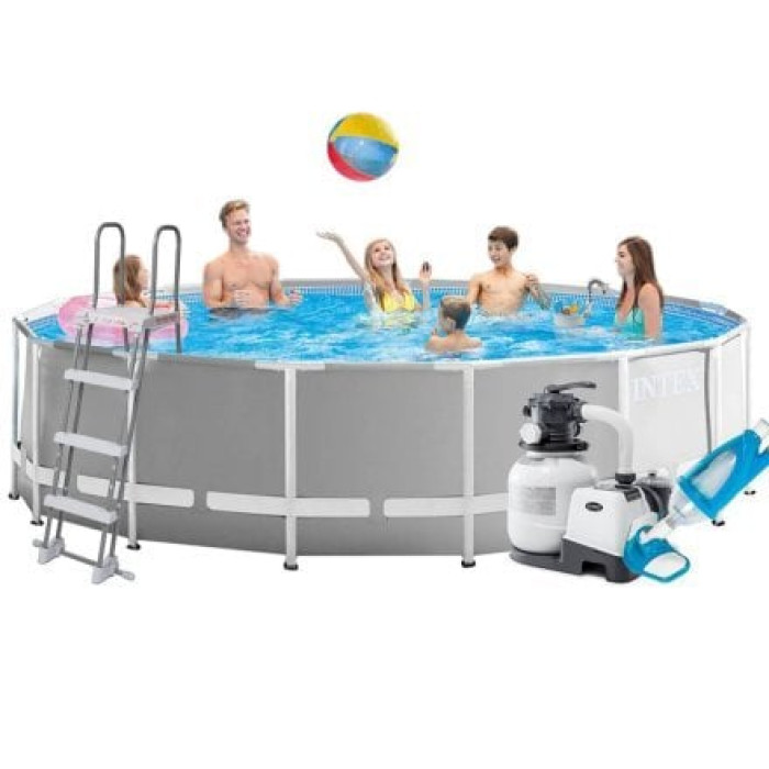 Каркасний басейн Intex 26726-7, 457 x 122 см (басейн, підстилка, драбина, фільтр 7 900 л/год, тент, скіммер, пилосос)