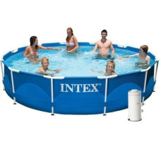Каркасний басейн Intex 28210-4, 366 x 76 см (каркас, чаша, фільтр 2 006 л/год, підстилка, тент)