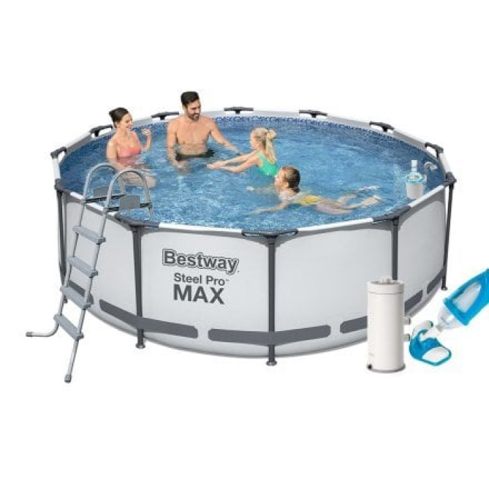 Каркасний басейн Bestway 56420-5, 366 х 122 см (каркас, чаша, фільтр 3 785 л/год, драбина, тент, підстилка, набір для догляду)