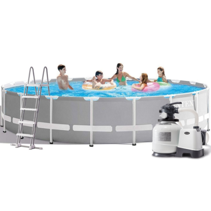 Каркасний басейн Intex 26756-5, 610 х 132 см (басейн, підстилка, драбина, тент, 12 000 л/год)