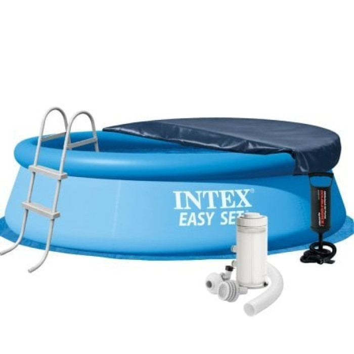 Надувний басейн Intex 28120-5, 305 х 76 см (чаша, фільтр 2 006 л/год, підстилка, тент, насос,  драбина)