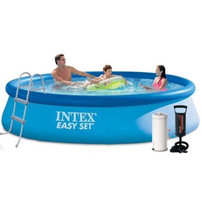 Надувний басейн Intex 28143-5, 396 х 84 см (чаша, фільтр 3 785 л/год, підстилка, тент, насос, драбина)