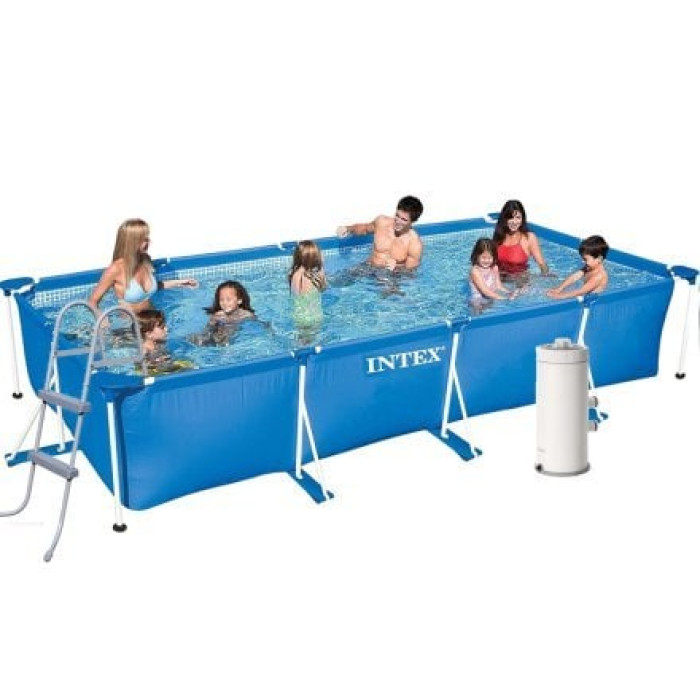 Каркасний басейн Intex 28273-6, 450 х 220 х 84 см (3 785 л/год, тент, підстилка, драбина)