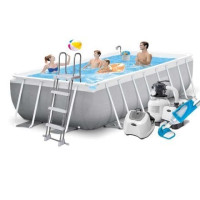 Каркасний басейн Intex 26790-11, 400 х 200 х 122 см (7 г/год, 7 900 л/год, драбина, тент, підстилка, набір для догляду)
