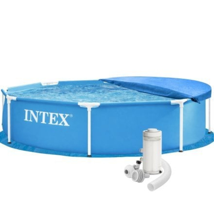 Каркасний басейн Intex 28205-4, 244 x 51 см (басейн, підстилка, фільтр 2 006 л/год, тент)