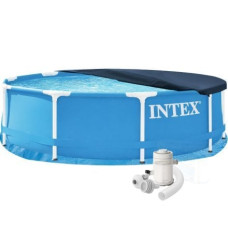 Каркасний басейн Intex 28202-3, 305 x 76 см (каркас, чаша, фільтр 1 250 л/год, тент, підстилка)