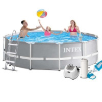 Каркасний басейн Intex 26716-6, 366 x 99 см (4 г/год, 3 785 л/год, тент, підстилка, драбина, набір для догляду)