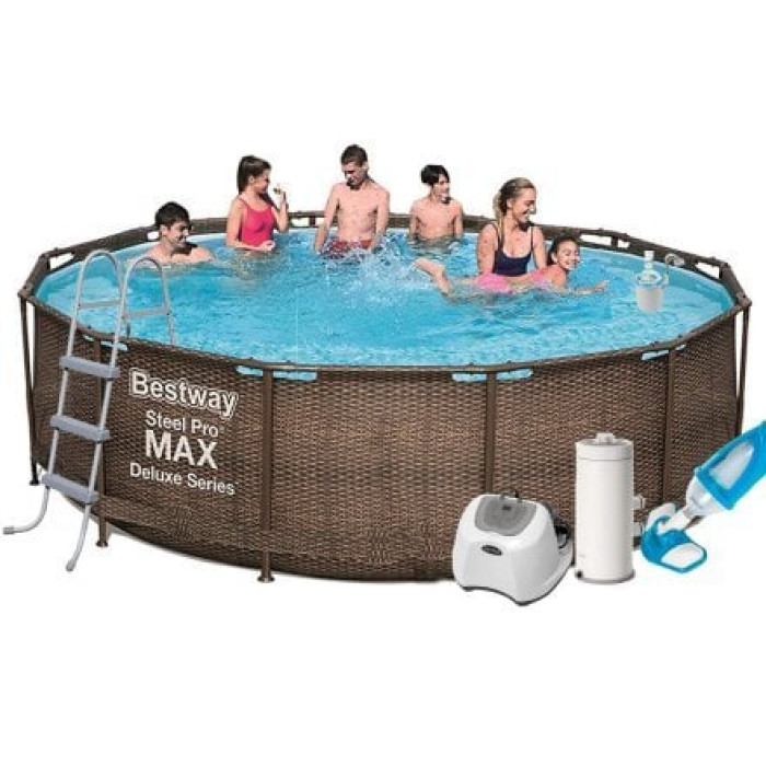 Каркасний басейн Bestway 56709-6, 366 x 100 cм (каркас, чаша, 4 г/год, фільтр 3 785 л/год, тент, підстилка, драбина, набір для догляду)