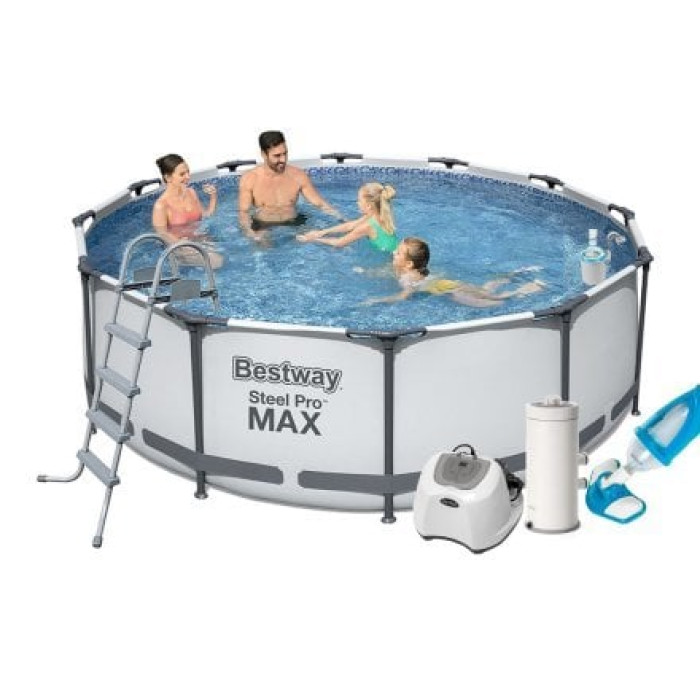 Каркасний басейн Bestway 56420-7, 366 х 122 см (каркас, чаша, 4 г/год, фільтр 3 785 л/год, тент, підстилка, драбина, набір для догляду)