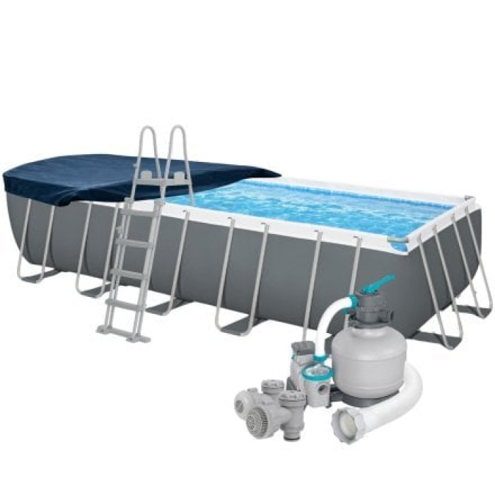 Каркасний басейн Bestway 5612B, 640 х 274 х 132 см (басейн, драбина, фільтр 6 056 л/год, тент)