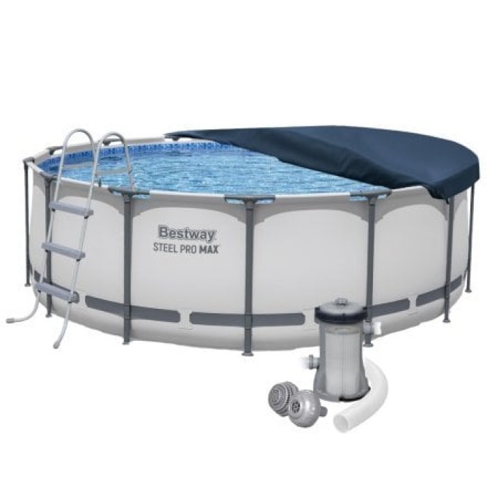 Каркасний басейн Bestway 5612X, 427 х 122 см (басейн, фільтр 3 028 л/год, драбина, тент)