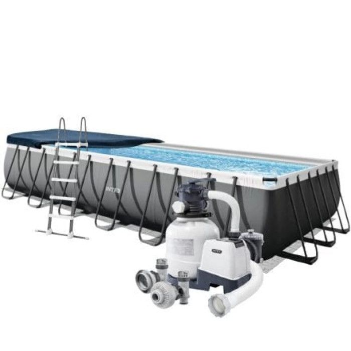 Каркасний басейн Intex 26364, 732 х 366 х 132 см (басейн, підстилка, драбина, фільтр 7 900 л/год, тент)