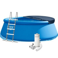 Надувний басейн Intex 26168, 457 х 122 см (басейн, підстилка, драбина, фільтр 3 785 л/год, тент)