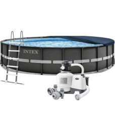 Каркасний басейн Intex 26340, 732 x 132 см (басейн, підстилка, драбина, фільтр 10 500 л/год, тент)