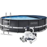 Каркасний басейн Intex 26334, 610 х 122 см (басейн, підстилка, драбина, фільтр 7 900 л/год, тент)