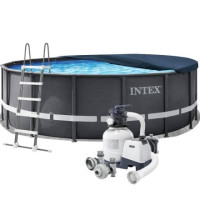 Каркасный бассейн Intex 26330, 549 x 132 см (басейн, підстилка, драбина, фільтр 7 900 л/год, тент)