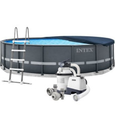 Каркасний басейн Intex 26326, 488 x 122 см (басейн, підстилка, драбина, фільтр 5 700 л/год, тент)