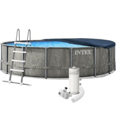 Каркасний басейн Intex 26742, 457 x 122 см (басейн, підстилка, драбина, фільтр 3 785 л/год, тент)