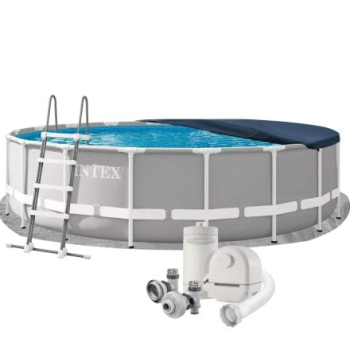 Каркасний басейн Intex 26732, 549 x 122 см (басейн, підстилка, драбина, фільтр 5 678 л/год, тент)