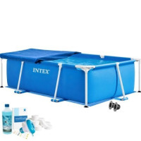 Каркасный бассейн Intex 28270-5в1, 220 х 150 х 60 см (басейн, підстилка, альгенікс, хлор таблетки, тент)