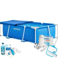 Каркасний басейн MaxPro Intex 28270-9в1, 220 х 150 х 60 см (басейн, підстилка, фільтр 2 006 л/год, картриджі, альгенікс, хлор таблетки, тент, сачок, щітка)