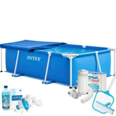 Каркасний басейн MaxPro Intex 28270-9в1, 220 х 150 х 60 см (басейн, підстилка, фільтр 2 006 л/год, картриджі, альгенікс, хлор таблетки, тент, сачок, щітка)