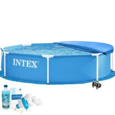 Каркасний басейн Intex 28205-5в1, 244 х 51 см (басейн, підстилка, альгенікс, хлор таблетки, тент)