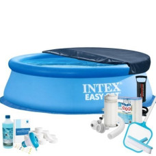 Надувний басейн MaxPro Intex 28110-10в1, 244 х 76 см (басейн, підстилка, насос, фільтр 2 006 л/год, картриджі, альгенікс, хлор таблетки, тент, сачок, щітка)