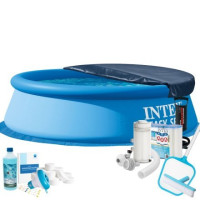 Надувний басейн MaxPro Intex 28106-10в1, 244 х 61 см (басейн, підстилка, насос, фільтр 2 006 л/год, картриджі, альгенікс, хлор таблетки, тент, сачок, щітка)
