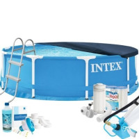 Каркасный бассейн MaxPro Intex 28200-10в1, 305 х 76 см (басейн, підстилка, драбина, фільтр 2 006 л/год, картриджі, альгенікс, хлор таблетки, тент, сачок, пилосос)